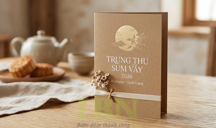 Mẫu thiệp trung thu đẹp bằng giấy kraft