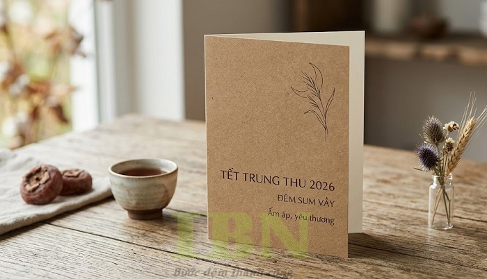 Mẫu thiệp trung thu bằng giấy kraft thiết kế đơn giản