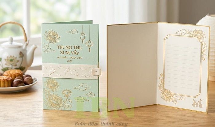 Mẫu thiệp trung thu màu pastel nhẹ nhàng, tinh tế