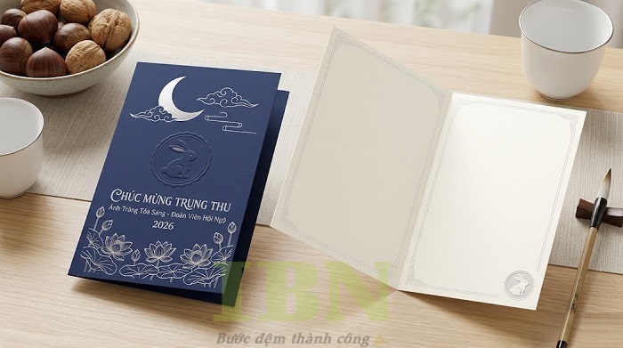 Mẫu thiệp trung thu màu xanh navy sang trọng