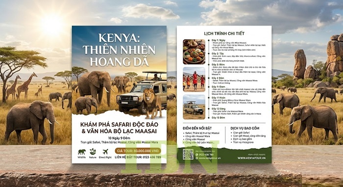 Mẫu tờ rơi du lịch khám phá thiên nhiên hoang dã - KENYA