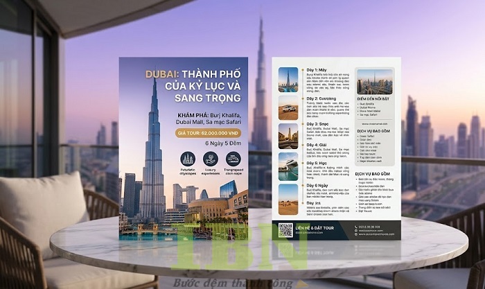 Mẫu tờ rơi quảng cáo tour du lịch khám phá Dubai