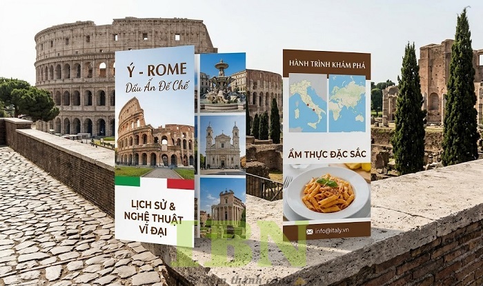 Mẫu tờ rơi quảng cáo tour du lịch châu Âu Rome - Ý