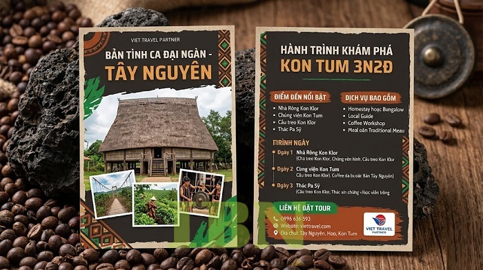Mẫu tờ rơi quảng cáo tour du lịch Tây Nguyên đại ngàn