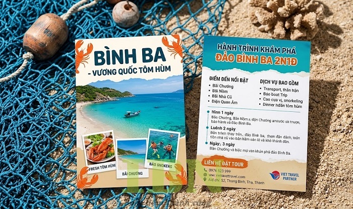 Mẫu tờ rơi quảng cáo du lịch đảo Bình Ba