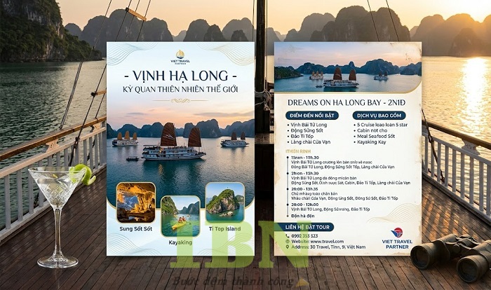 Mẫu tờ rơi quảng cáo du lịch Vịnh Hạ Long kiểu tờ đơn