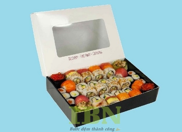 Mẫu hộp giấy đựng cơm cuộn kimbap thiết kế đẹp, chất lượng