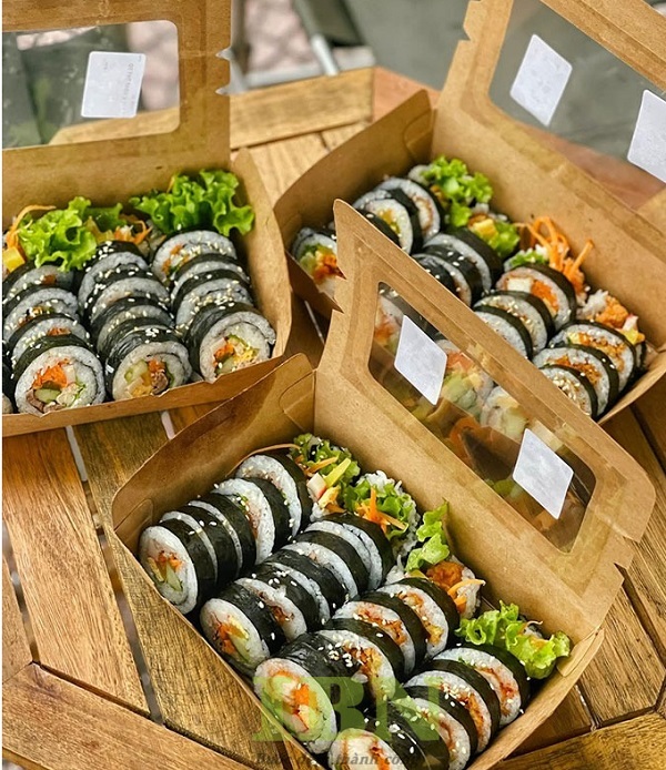 Mẫu hộp giấy đựng kimbap có cửa sổ