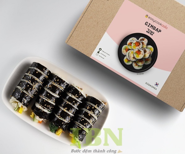 Mẫu hộp đựng kimbap combo bằng carton kiểu nắp gài