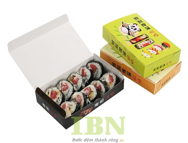 Mẫu hộp đựng kimbap cắt khoanh sẵn