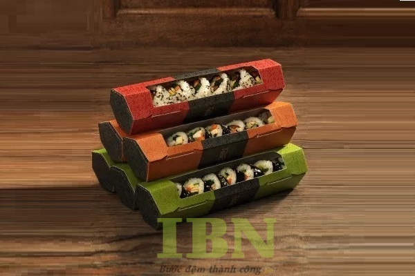 Mẫu hộp giấy đựng 1 cuộn kimbap