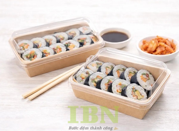 Mẫu hộp đựng kimbap nắp trong bằng nhựa PET