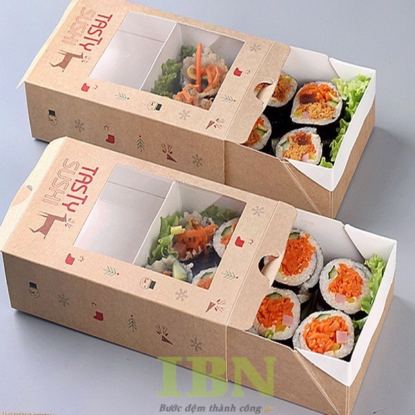 Mẫu hộp đựng kimbap kiểu nắp trượt