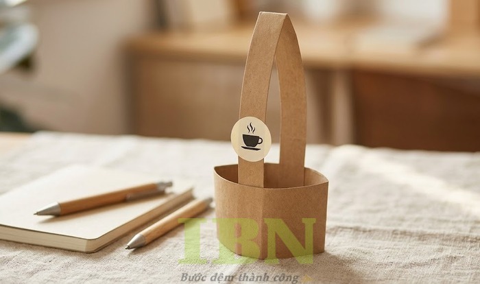 Mẫu túi giấy kraft chữ T đựng ly cà phê