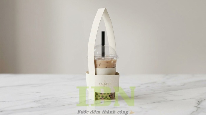 Mẫu túi chữ T bằng giấy đựng ly trà sữa