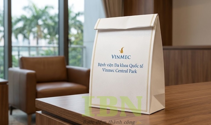 Mẫu túi giấy không quai cho bệnh viện VINMEC