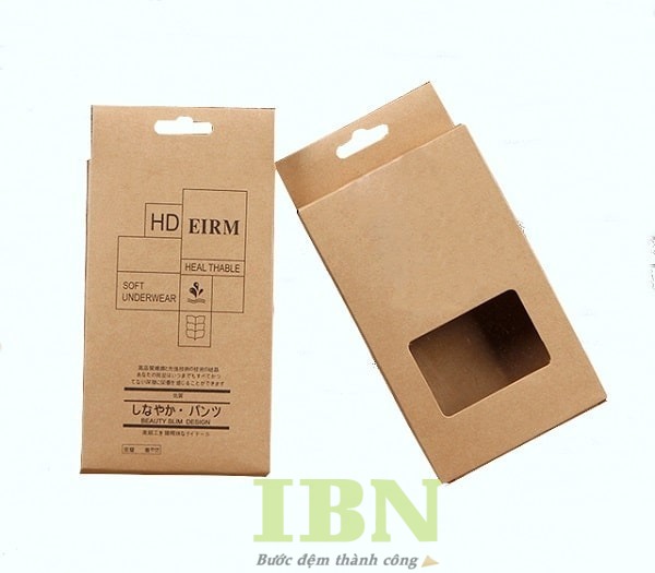 Mẫu hộp giấy kraft có móc treo thông minh, tiện trưng bày