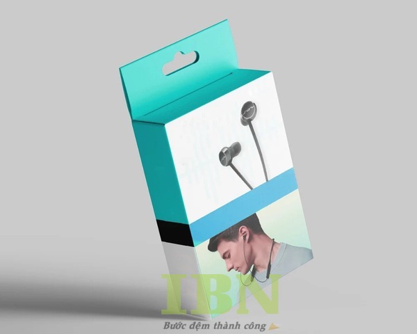 Mẫu hộp giấy có móc treo đựng tai nghe