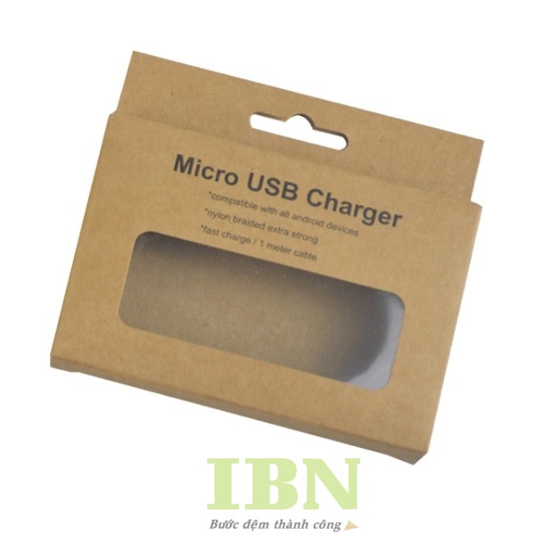 Mẫu hộp giấy kraft đựng USB, có móc treo