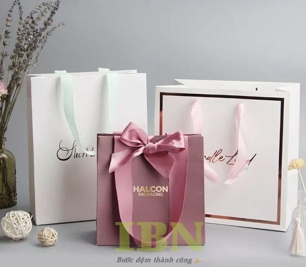 Mẫu túi giấy quai lụa dáng đứng