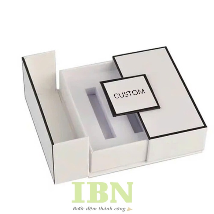 Mẫu hộp cánh bướm đựng mỹ phẩm màu trắng tinh tế