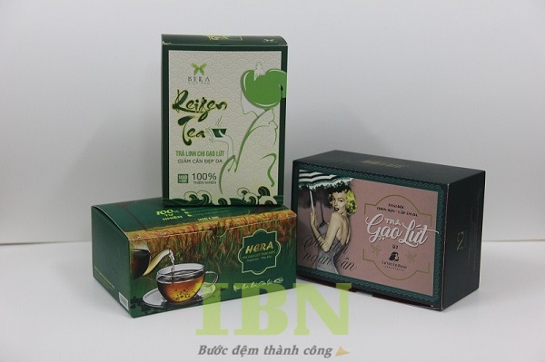 Mẫu hộp giấy đựng trà gạo lứt thiết kế đẹp, sang trọng