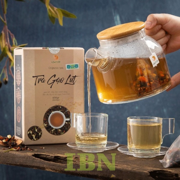 Mẫu hộp đựng trà gạo lứt bằng giấy krfat