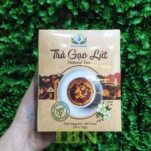 Mẫu hộp giấy đựng trà gạo lứt kiểu nắp gài hai đầu