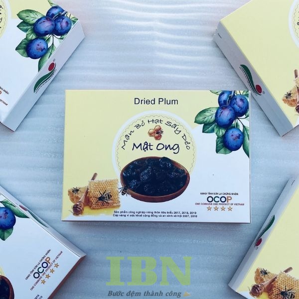 Mẫu hộp giấy đựng ô mai hình chữ nhật