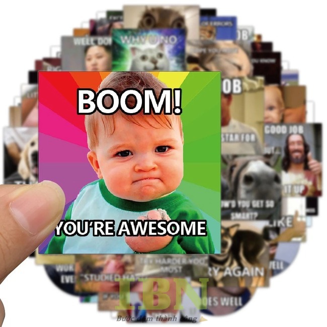 Mẫu sticker em bé với biểu cảm hài hước, đáng yêu