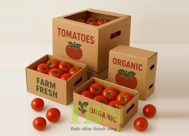 Mẫu thùng giấy carton đựng cà chua kiểu dáng đa dạng
