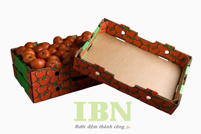 Mẫu thùng giấy carton đựng cà chua không nắp bồi duplex