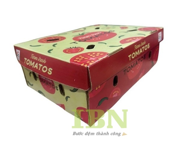 Mẫu thùng carton đựng cà chua kiểu nắp rời