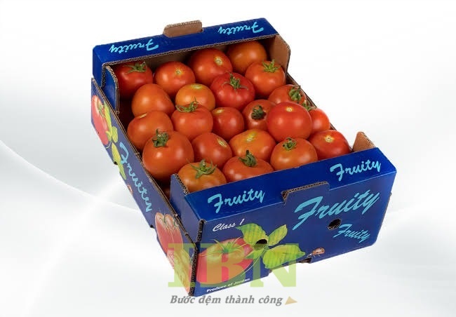 Mẫu thùng giấy carton đựng cà chua bồi bề mặt