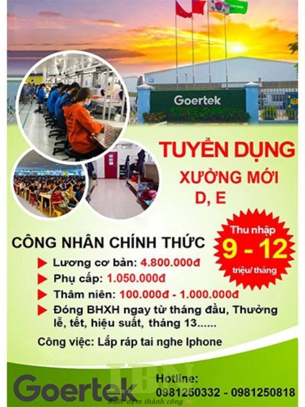 Mẫu tờ rơi tuyển dụng công nhân và lao động phổ thông