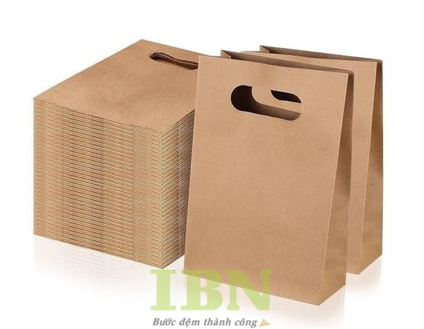 Mẫu túi giấy kraft khoét quai dáng đứng