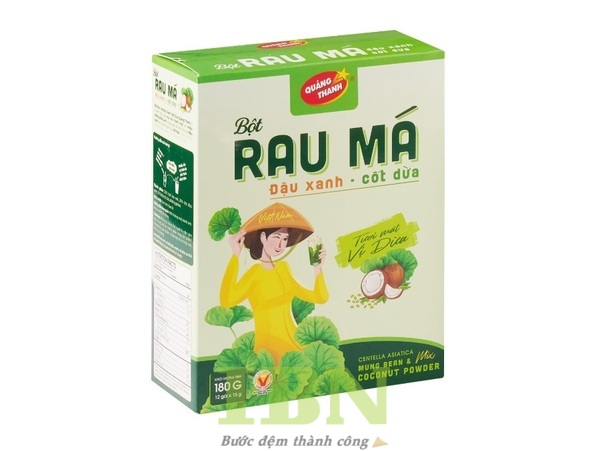 Mẫu hộp giấy đựng bột rau má cốt dừa