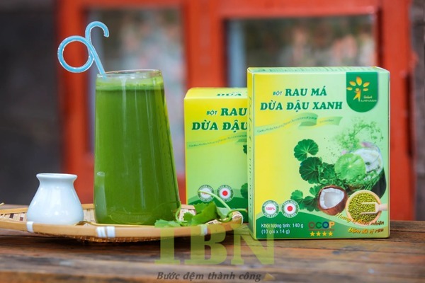 Mẫu hộp giấy đựng bột rau má dừa đậu xanh