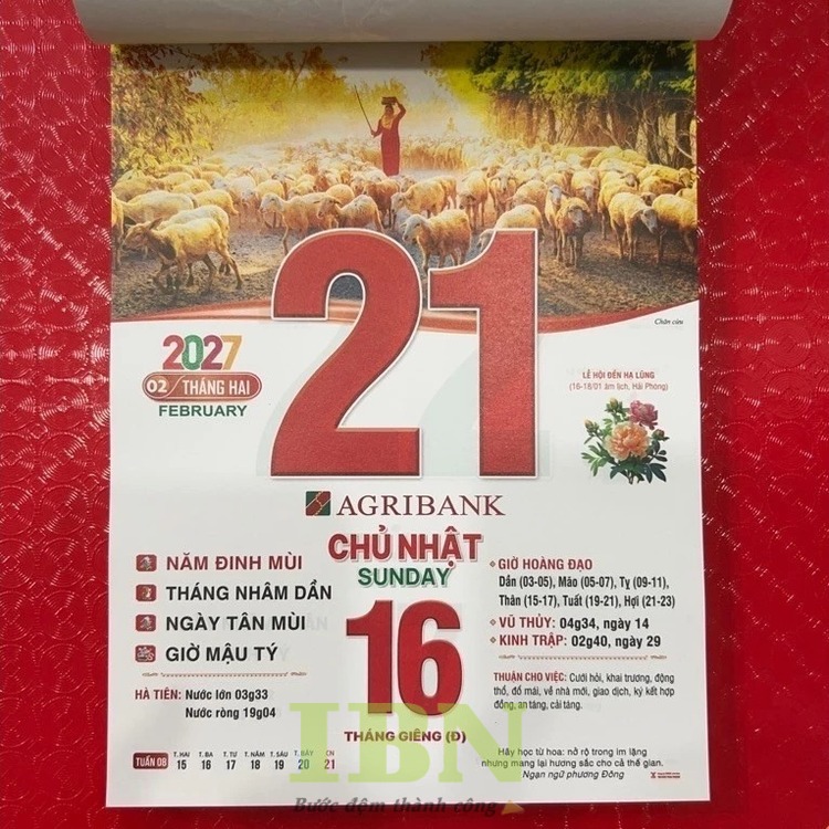 Mẫu lịch ngân hàng Agribank 2027 đẹp, sang trọng