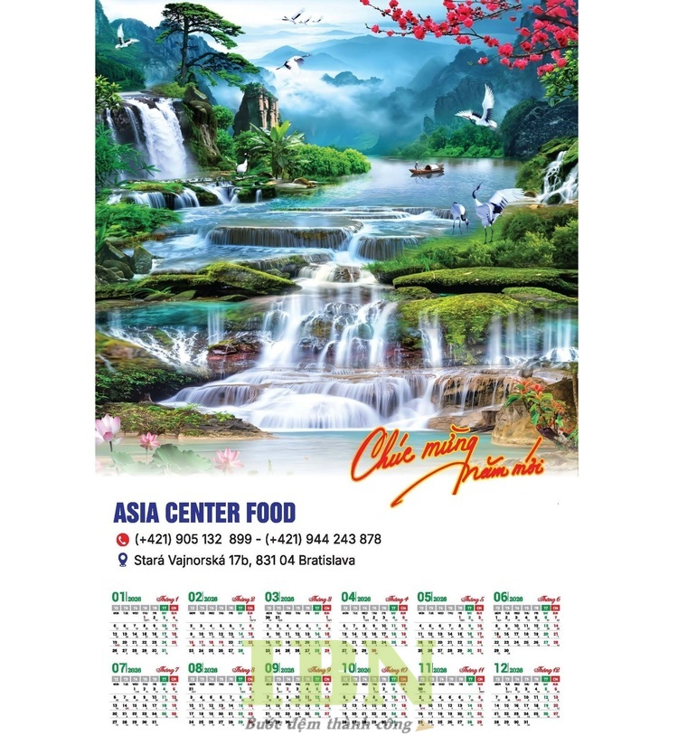 Mẫu lịch treo tường 1 tờ Tết 2027 chủ đề thiên nhiên Việt Nam