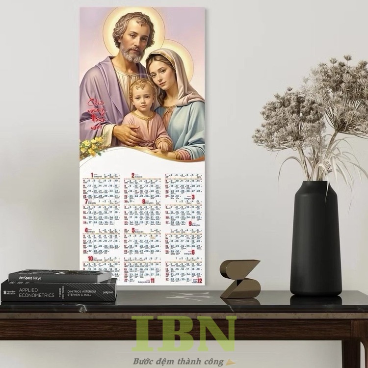 Mẫu lịch treo tường 1 tờ chủ đề Công giáo