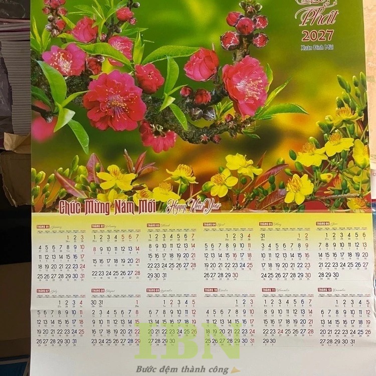 Mẫu lịch treo tường 1 tờ Tết 2027