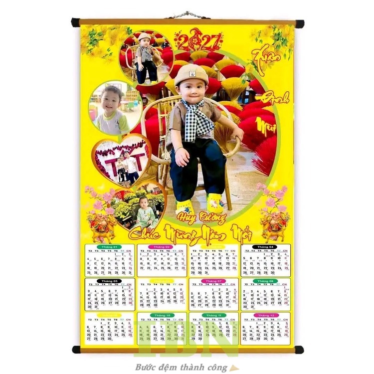 Mẫu lịch treo tường 1 tờ Tết 2027 chủ đề thiếu nhi