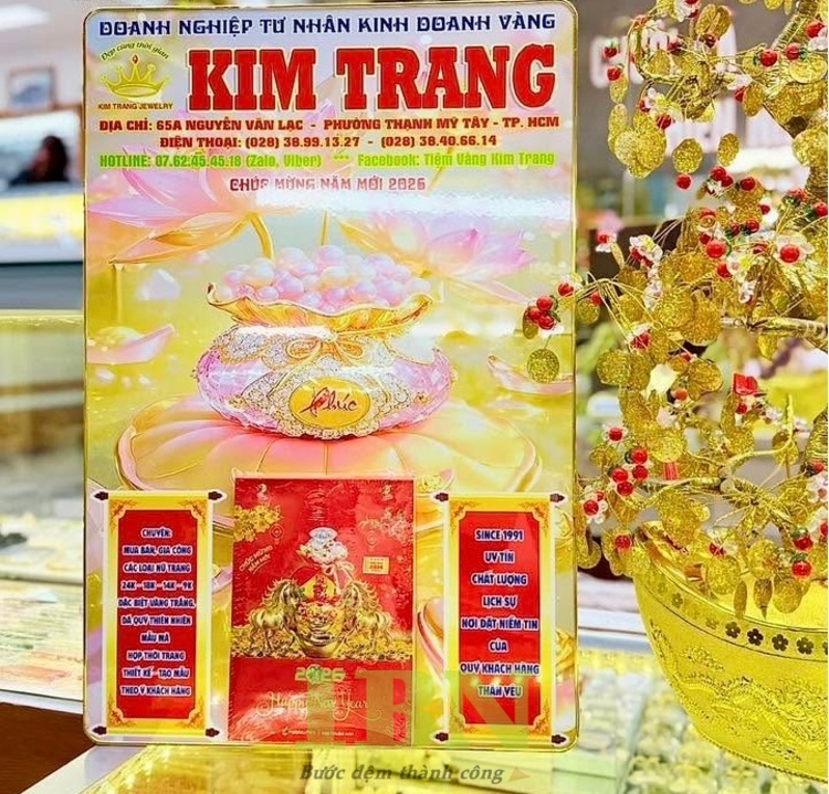 Mẫu lịch tiệm vàng Kim Trang, dạng lịch bloc