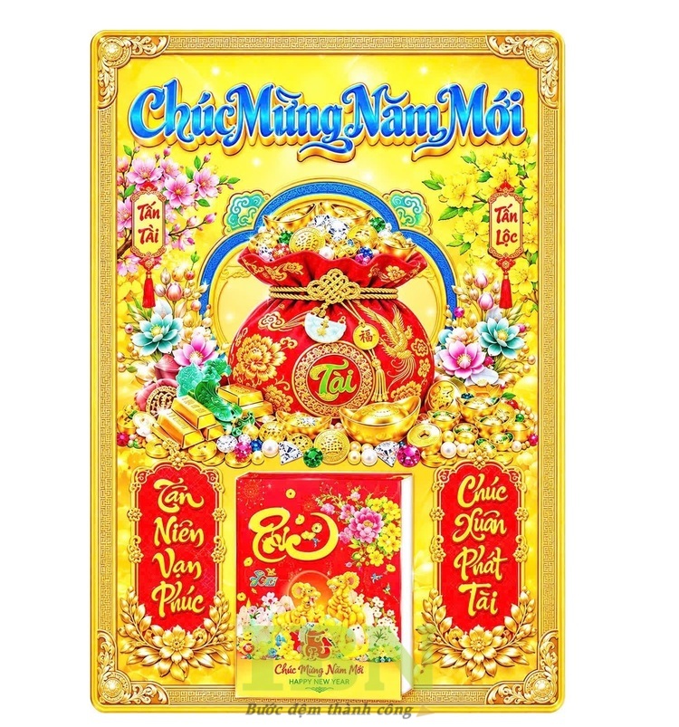 Mẫu lịch tiệm vàng Tết 2027 thiết kế đẹp, màu vàng nổi bật