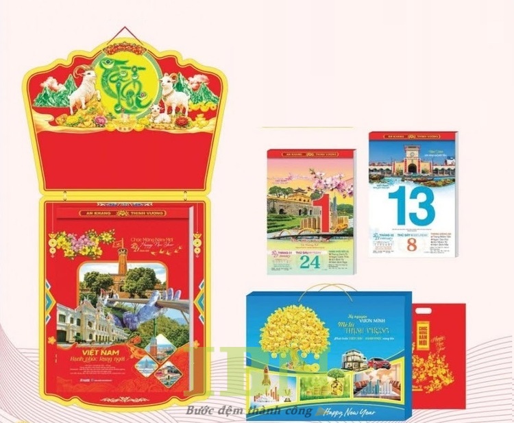 Mẫu lịch bloc đại mùa Tết 2027 cho tiệm vàng