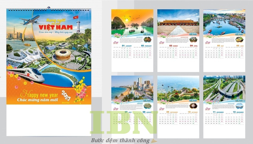 Mẫu lịch treo tường 5 tờ đẹp chủ đề thiên nhiên