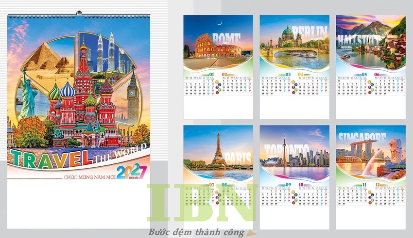 Mẫu lịch treo tường 5 tờ đẹp chủ đề danh lam thắng cảnh
