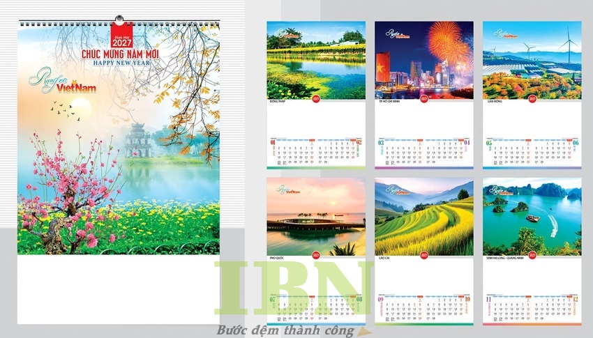 Mẫu lịch treo tường 5 tờ đẹp chủ đề cảnh đẹp Việt Nam