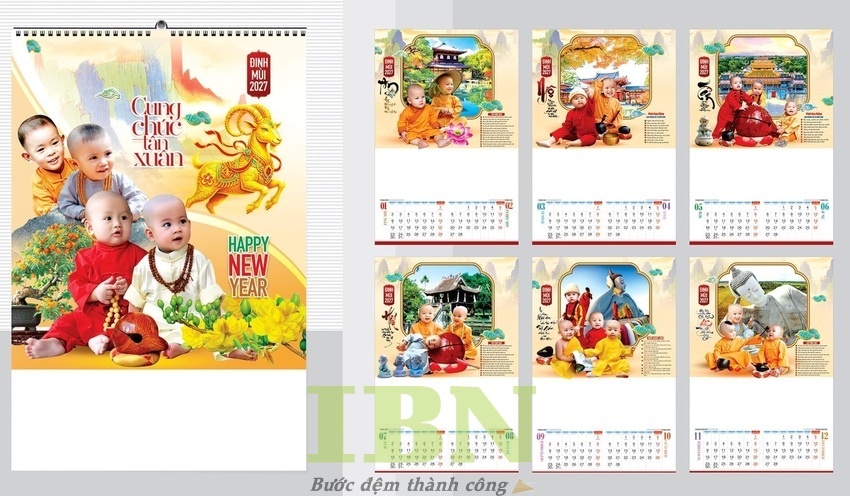 Mẫu lịch treo tường 5 tờ đẹp chủ đề thiếu nhi